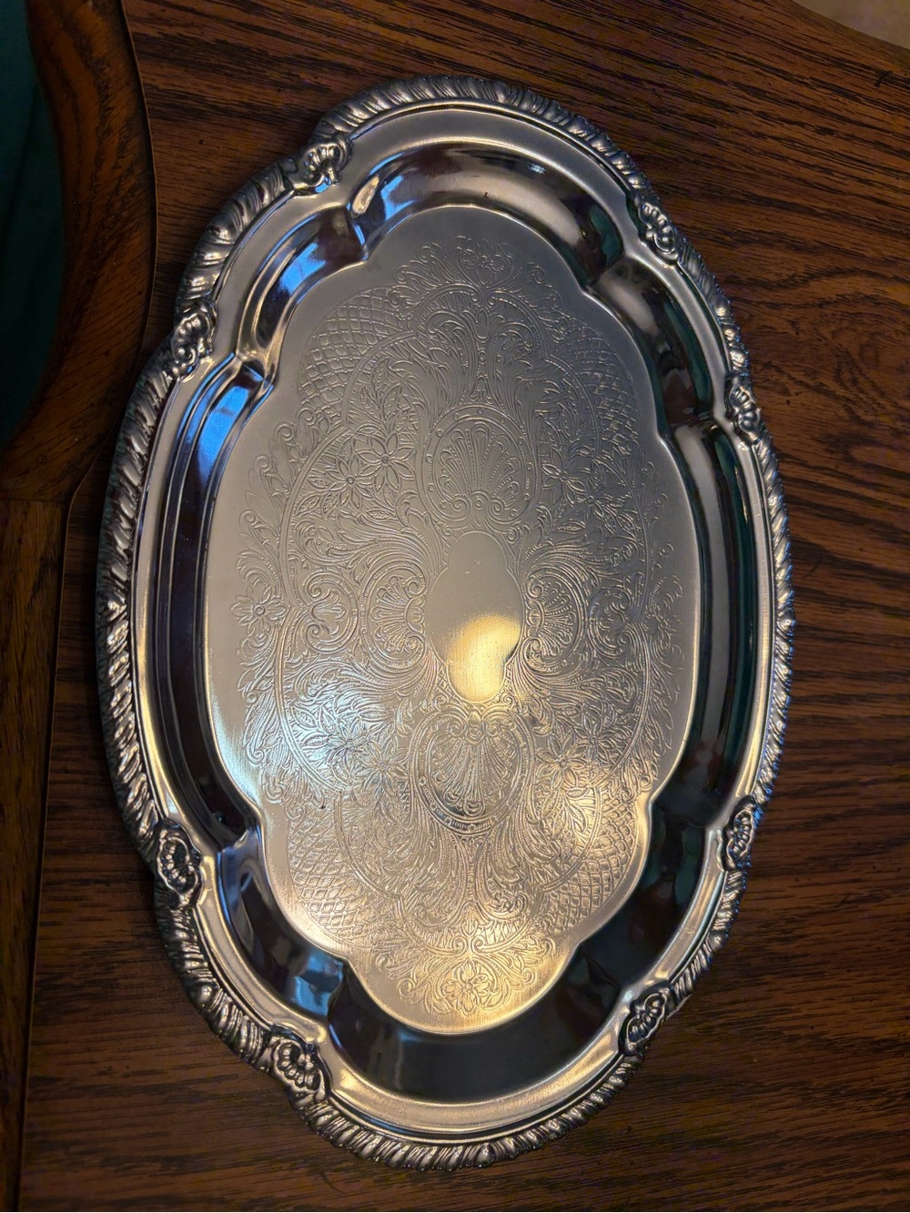 Ornate Silver Serving Tray - Elegant Home Dining